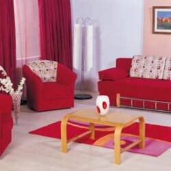 European Red Fashion Sofa Chair Set 1